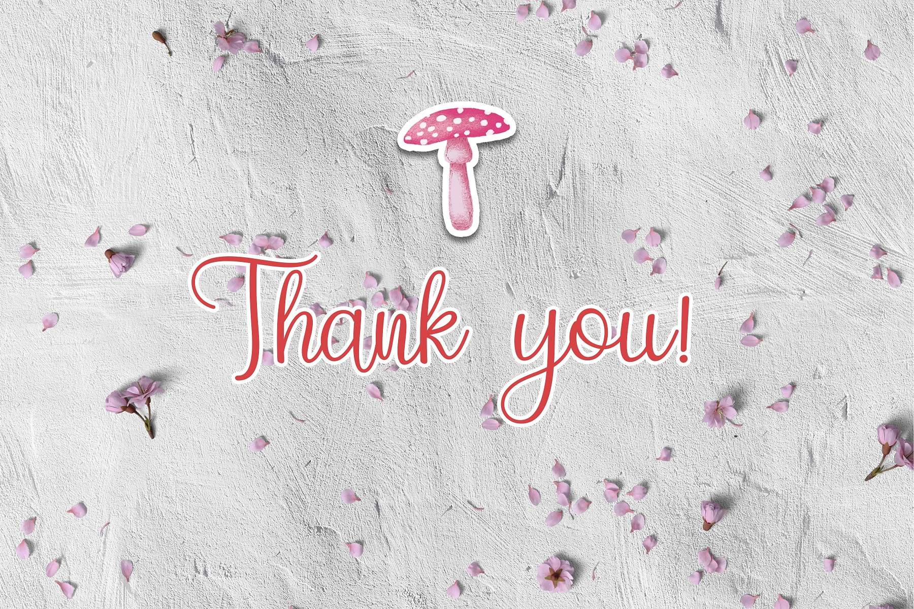 Thank you card with pink flowers and a pink umbrella.