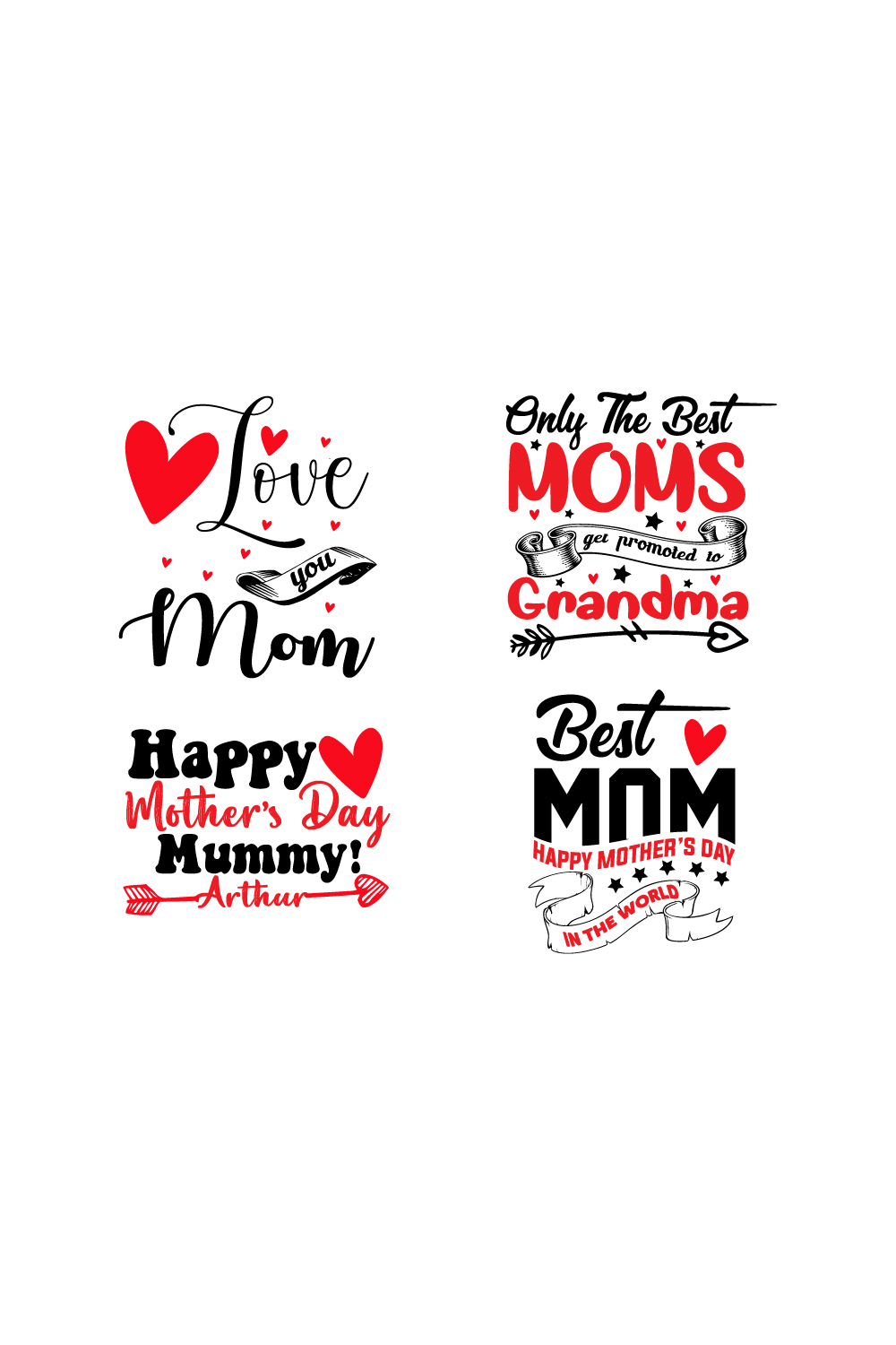 4 Mother's Day T-shirt Design pinterest preview image.