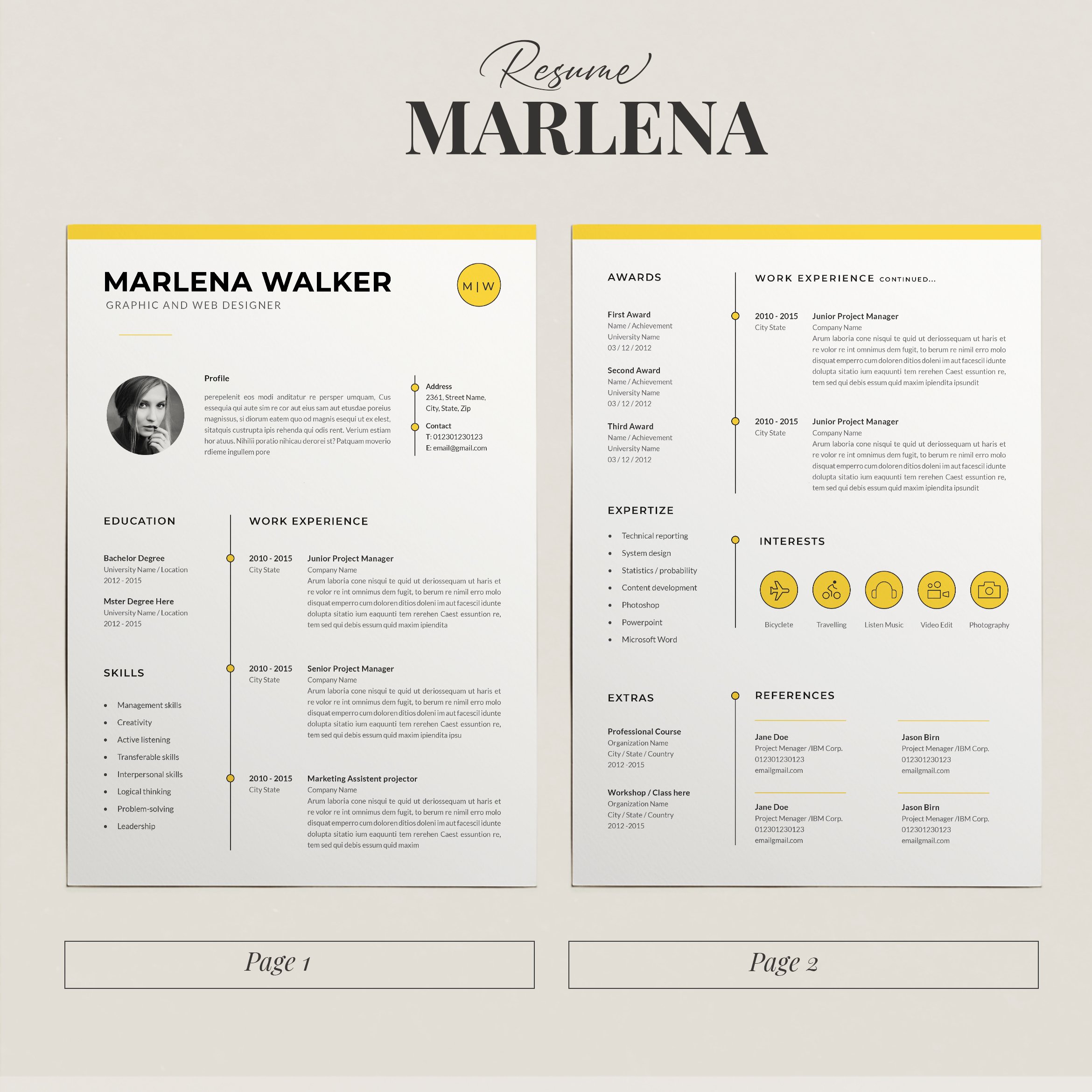 Resume Template Marlena cover image.