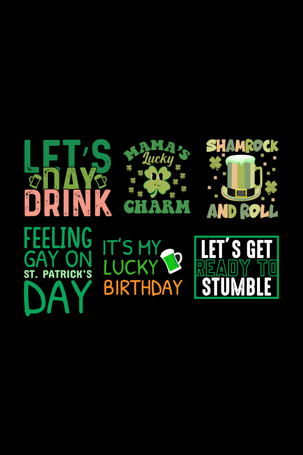 6st patrick's day t-shirt design bundle pinterest preview image.