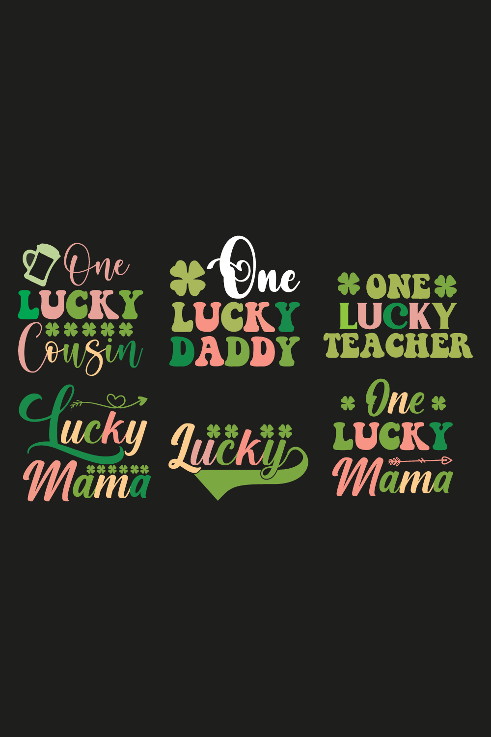 6 st patrick's day sublimation svg t-shirt design bundle pinterest preview image.