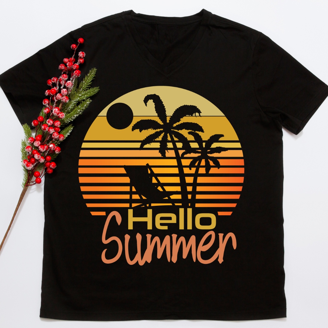 T - shirt with the words hello summer on it.