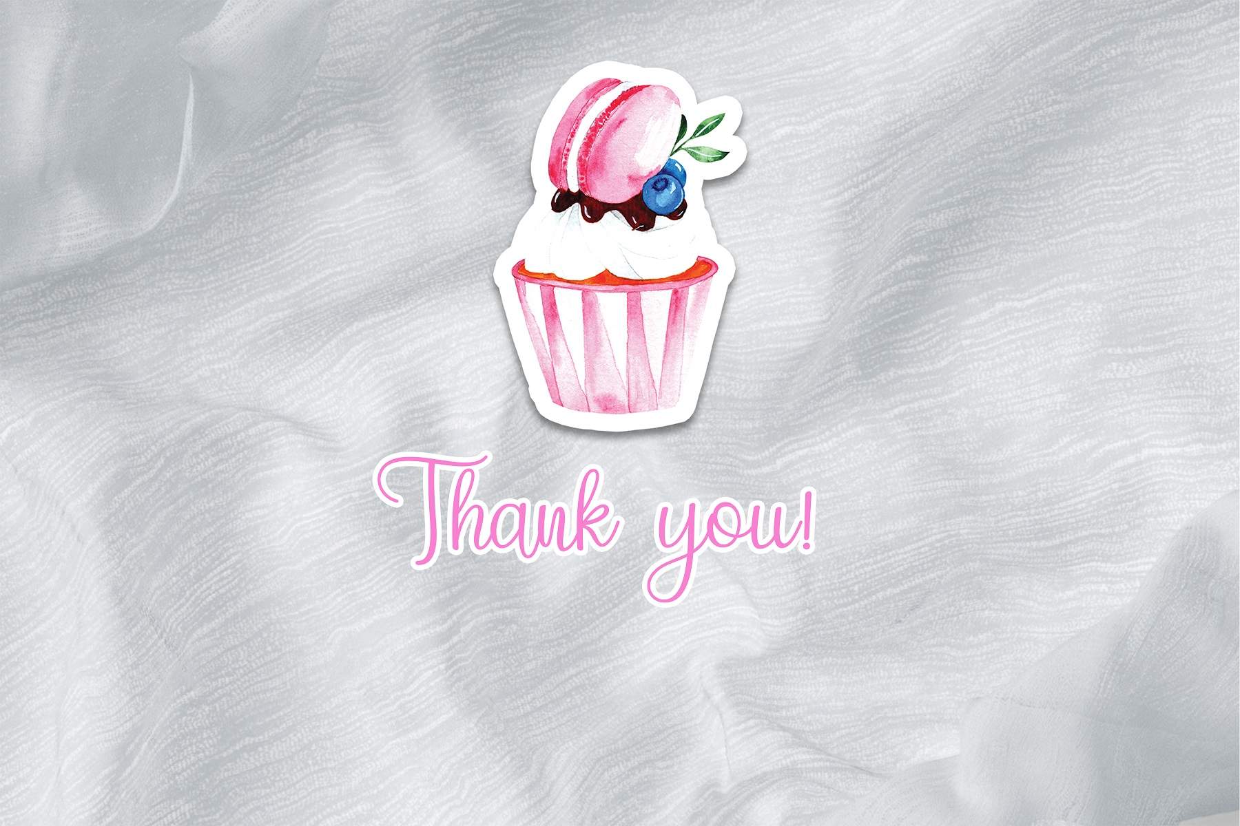 Thank you card with a cupcake on it.