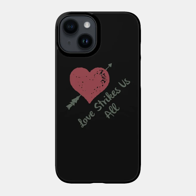 Phone case with a heart and arrow on it.