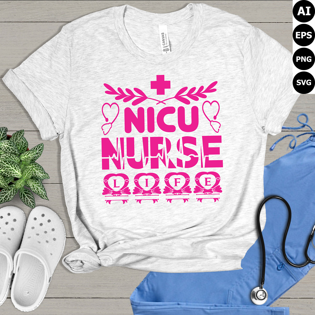 NICU Nurse Life T-shirt design preview image.