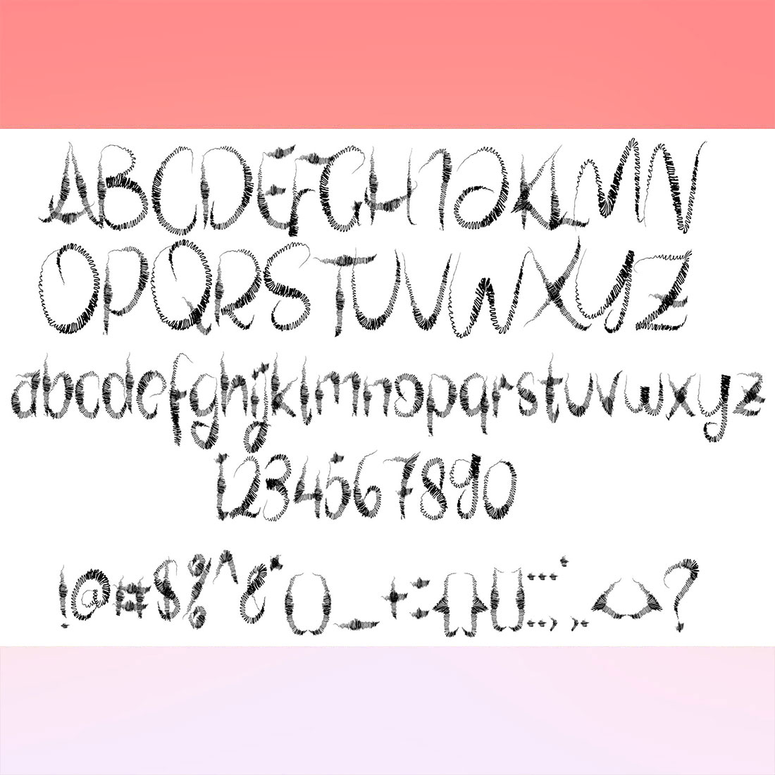 Font that has been drawn with black ink.