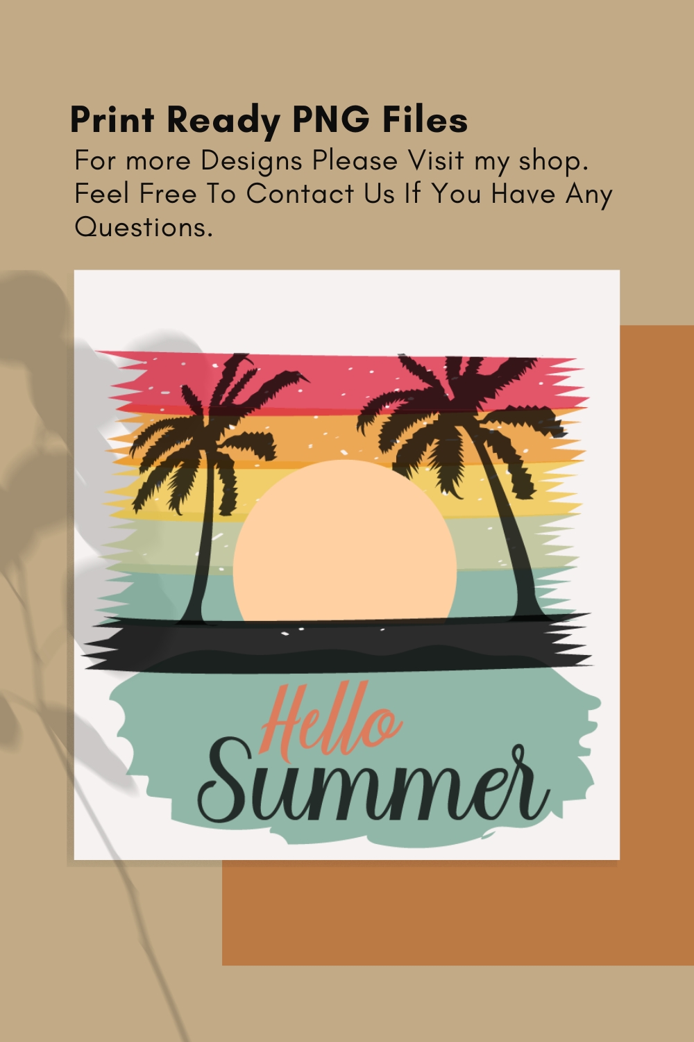 Hello Summer High Resolution T Shirt Design pinterest preview image.