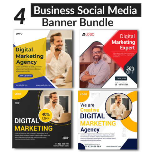 PSD digital marketing social media post design template cover image.