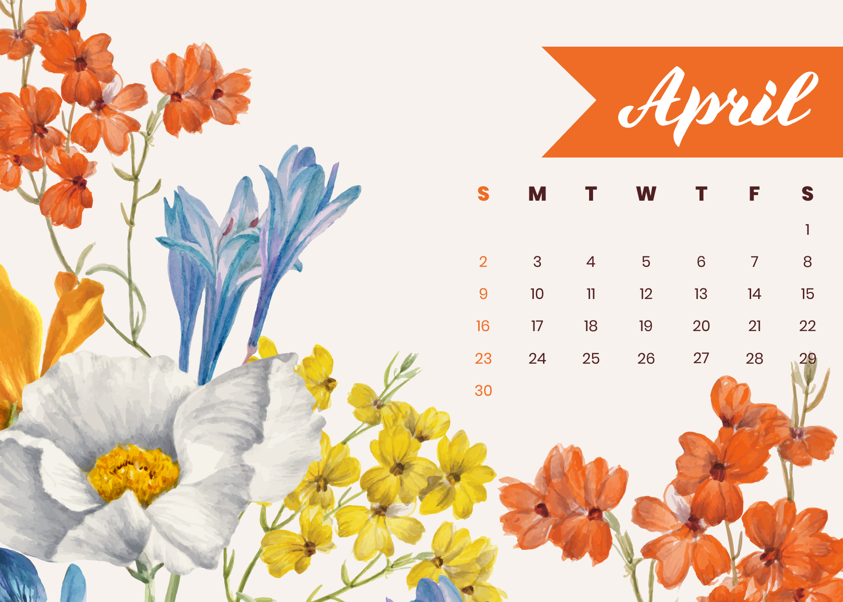 Image of a calendar with flowers on it.