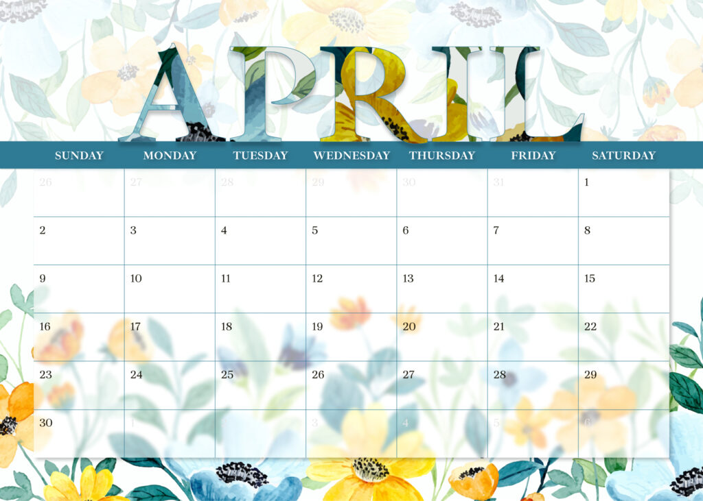 Free Blank April Calendar – MasterBundles