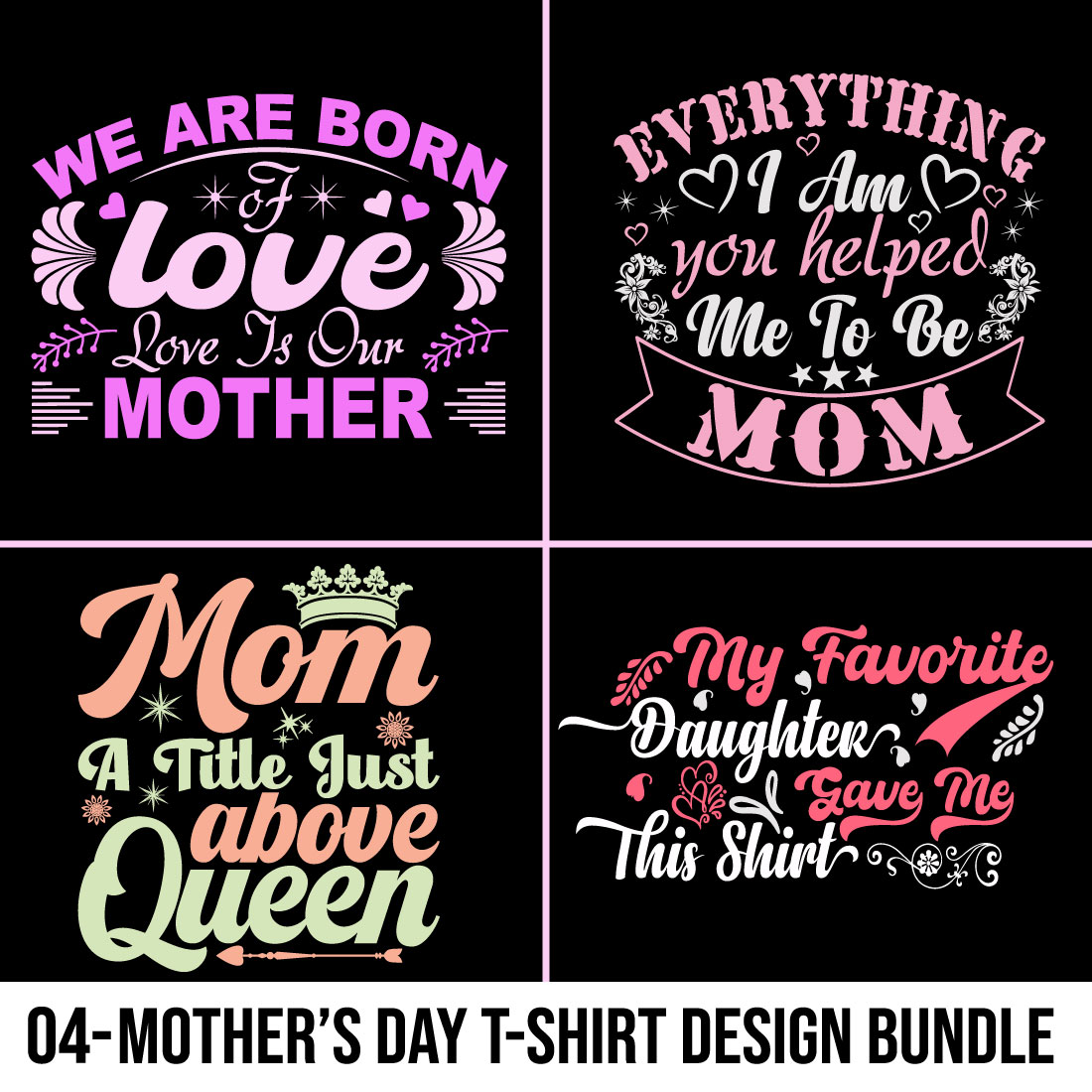 Mother’s Day T-Shirt Design Bundle cover image.