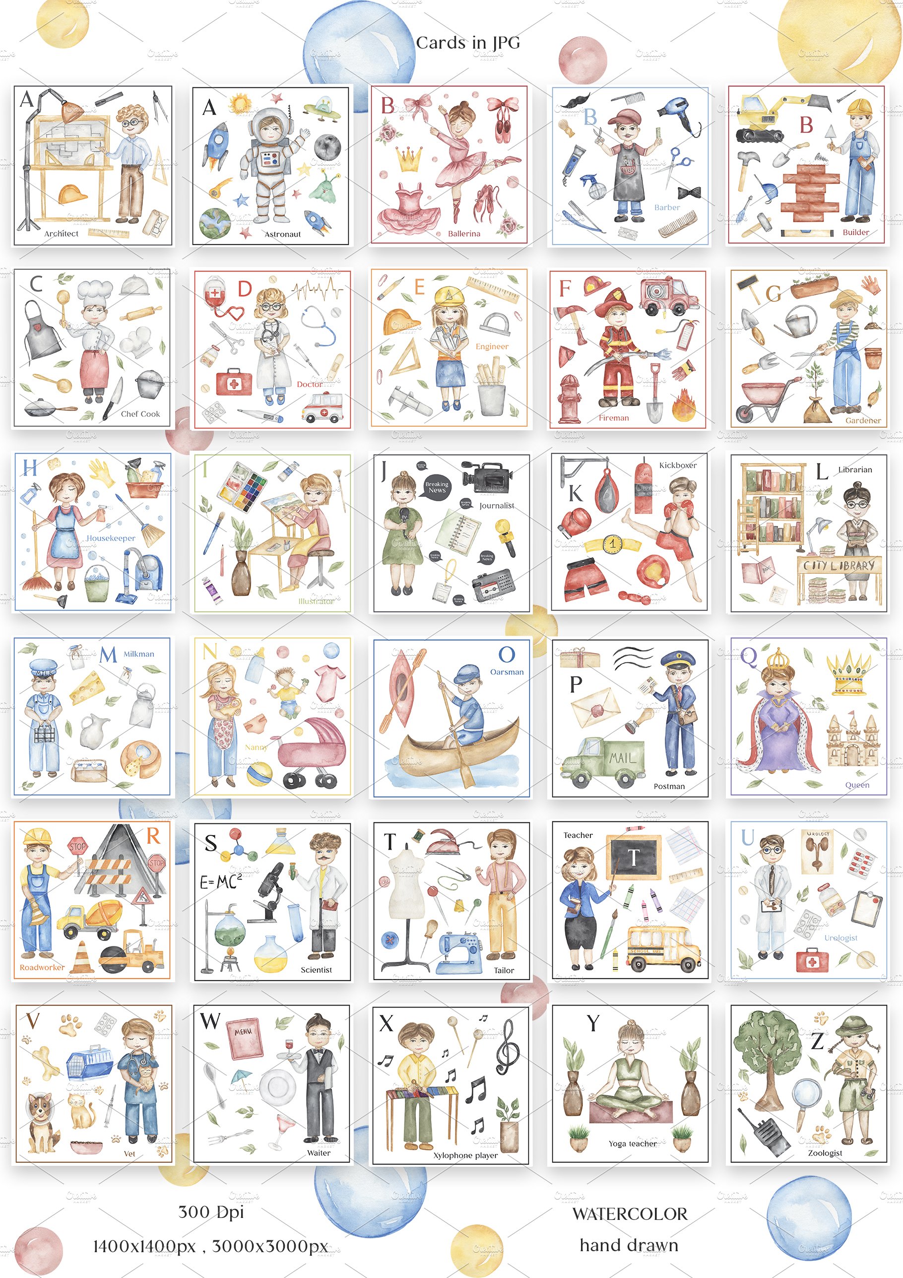 4 nursery educational cards 106