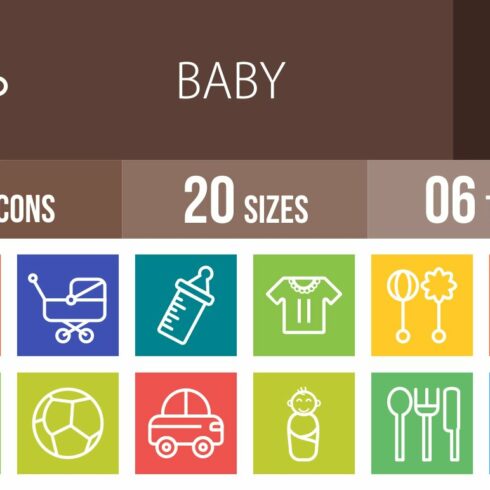 50 Baby Line Multicolor Icons cover image.