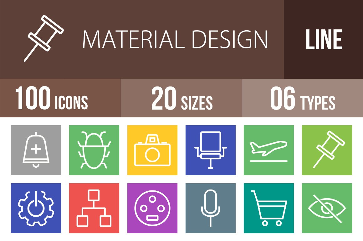 100 Material Design Line Multicolor cover image.