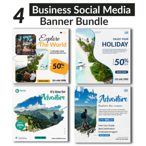 PSD travel social media post template, Instagram post template cover image.