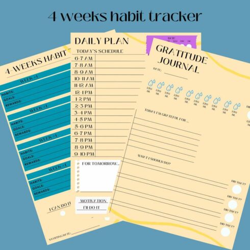 4-weeks habit tracker printable cover image.