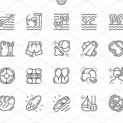 Swimming Line Icons cover image.
