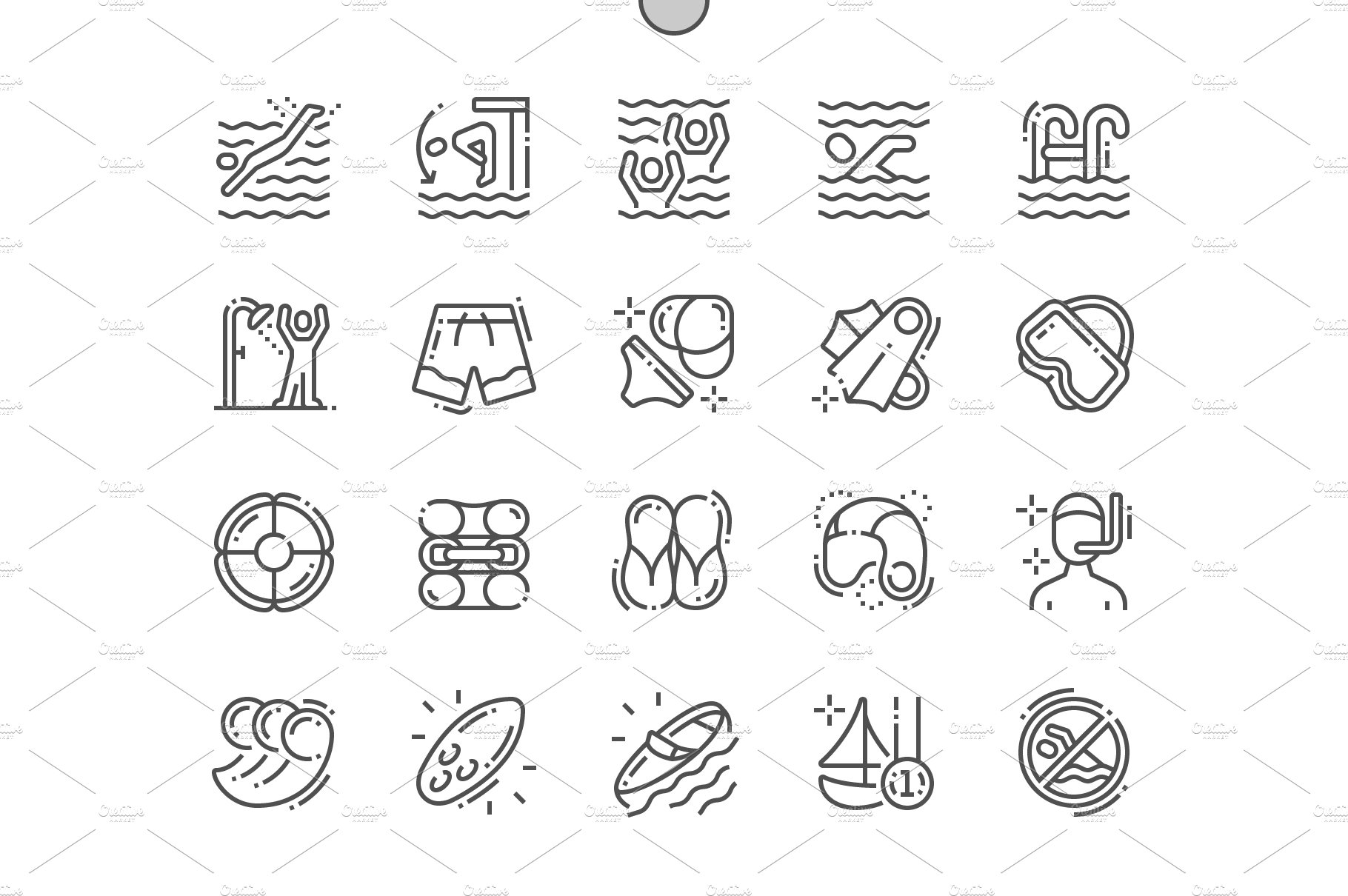 Swimming Line Icons cover image.