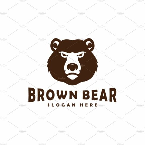 brown Bear head mascot logo vector cover image.
