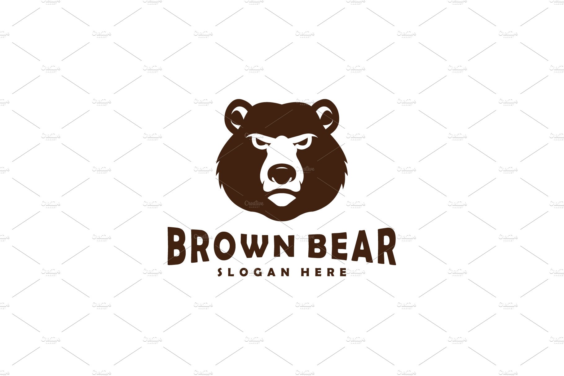 brown Bear head mascot logo vector cover image.