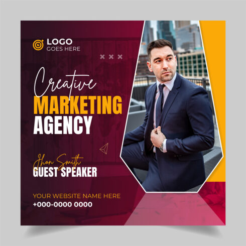 Digital marketing agency webinar or corporate social media post template vector only-$4 cover image.