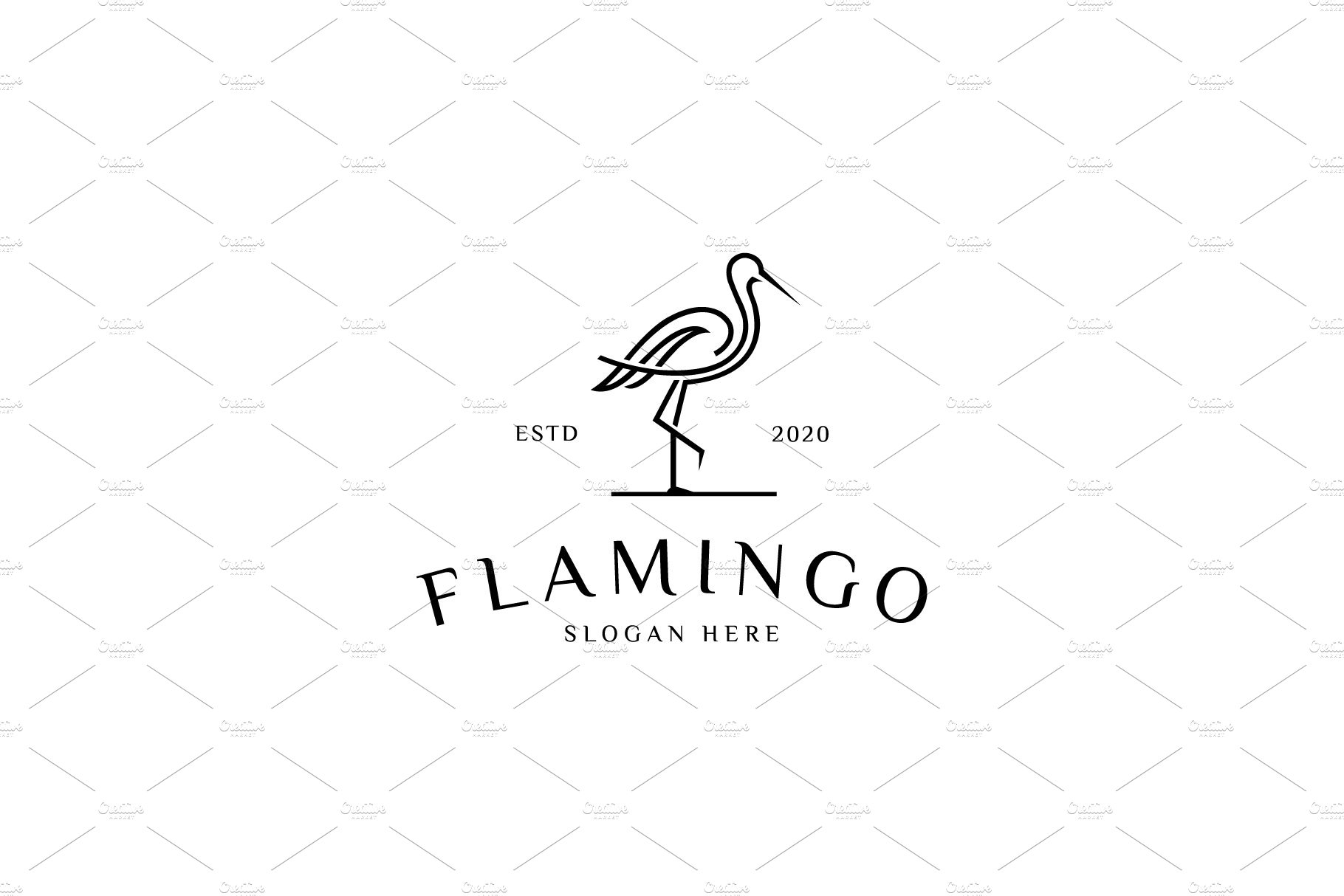 flamingo animal line logo vector cover image.