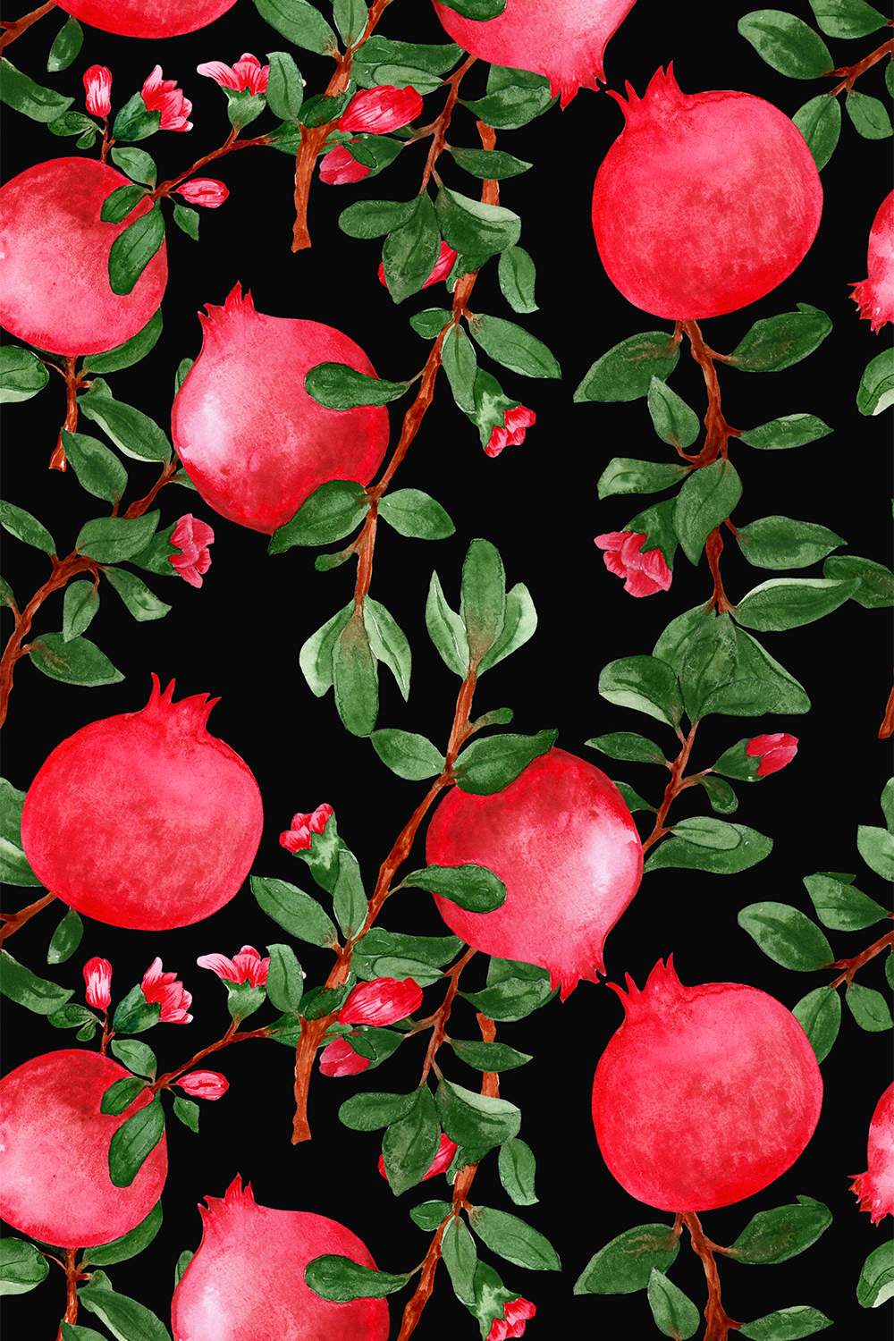 Night Garden Pomegranate Roses vintage Pattern pinterest preview image.