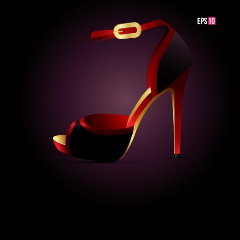 High heel on the black background cover image.