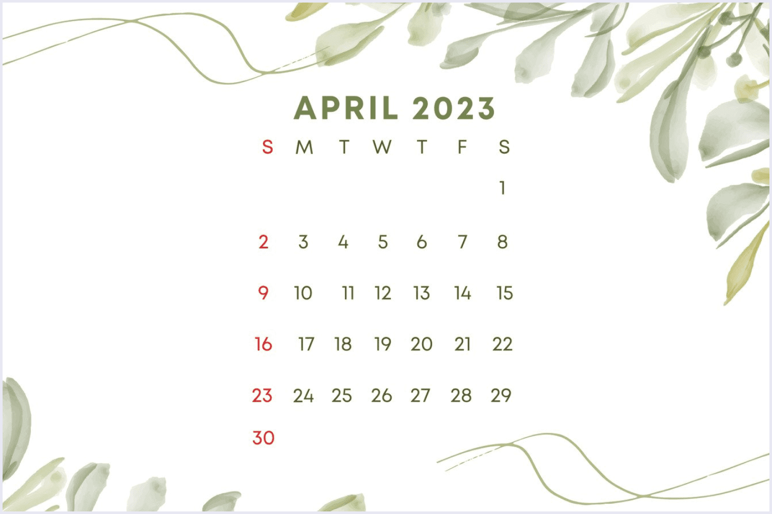 Calendar with the beauty of nature all month long with lush green wallpaper.