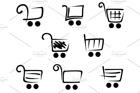 Shopping cart icons set cover image.