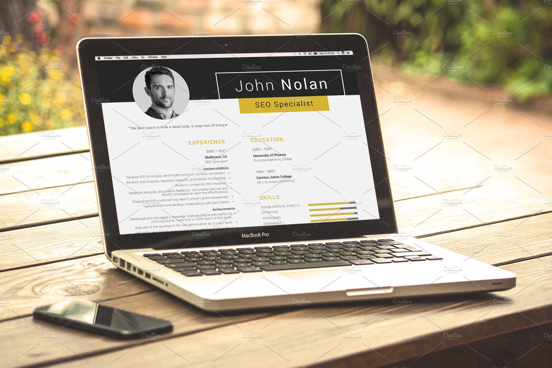Printable Resume for SEO Specialist preview image.