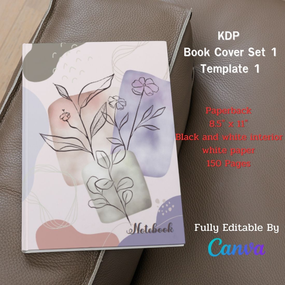 KDP Book Cover Set Canva Template – Paperback preview image.