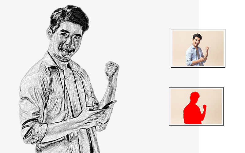 Drawing of a man holding a baseball bat.