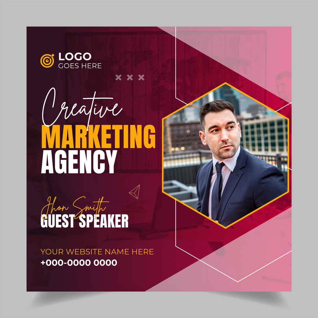 Digital marketing agency webinar or corporate social media post template vector only-$4 cover image.