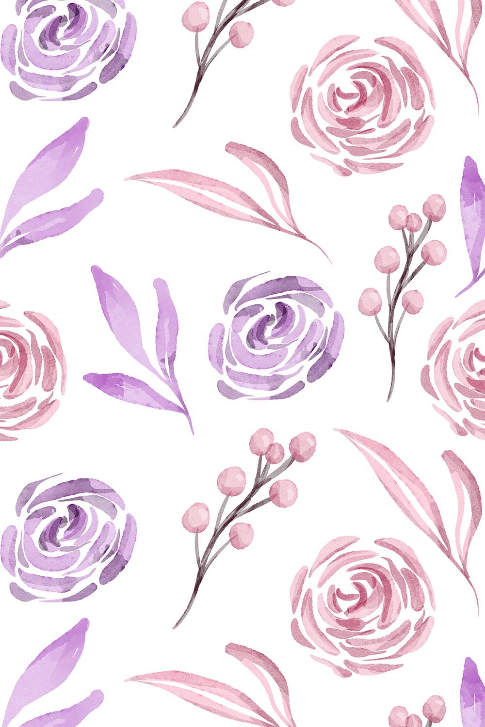 SPRING Watercolor Floral Digital Papers pinterest preview image.