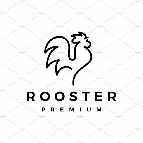 rooster line outline monoline logo cover image.