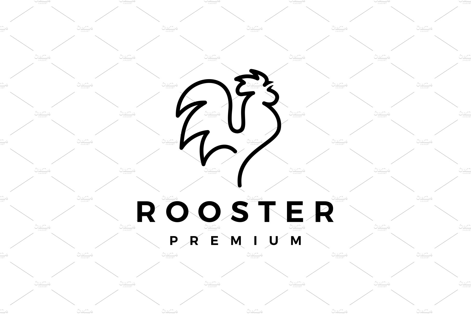 rooster line outline monoline logo cover image.