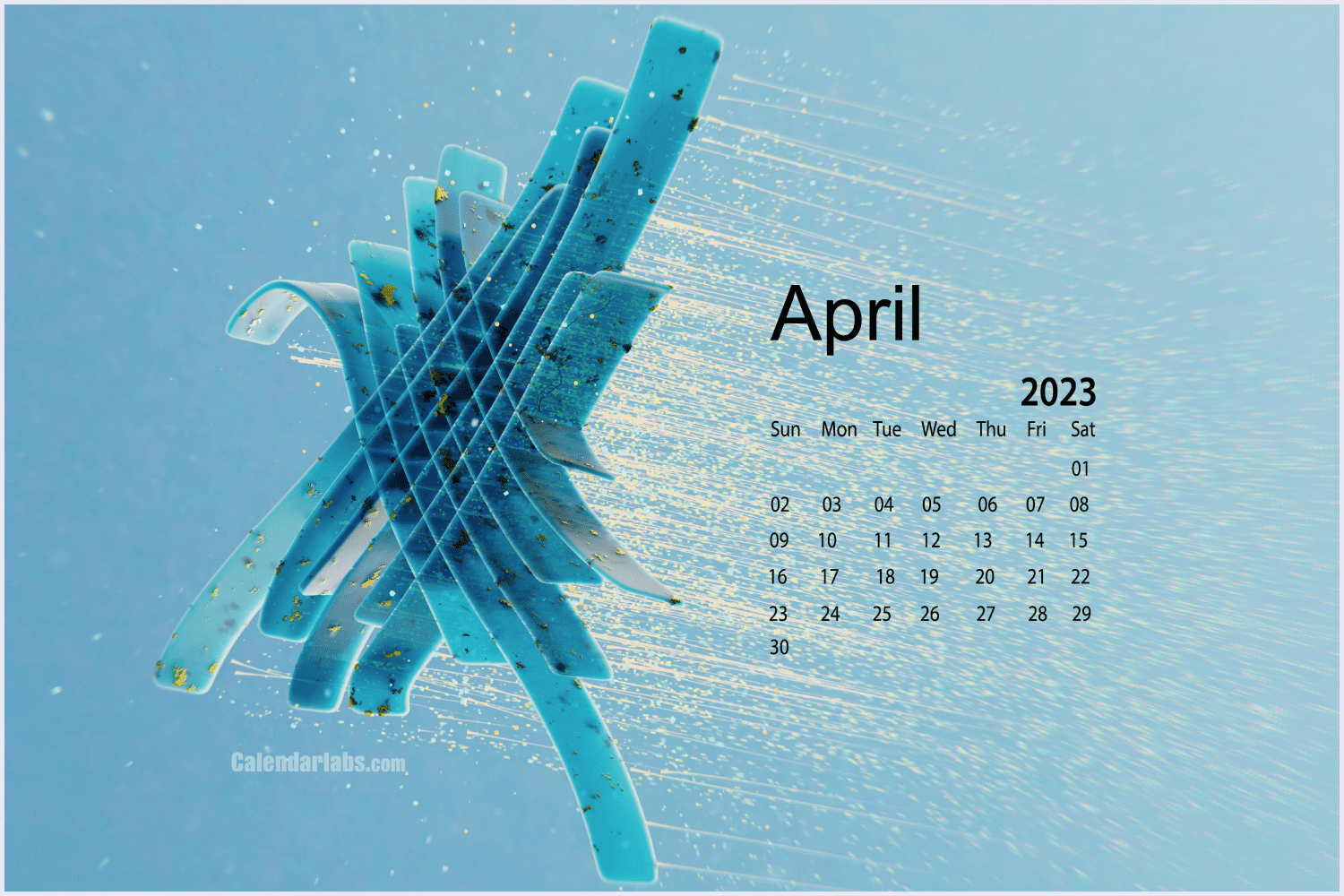 Abstract bold and colorful April calendar.