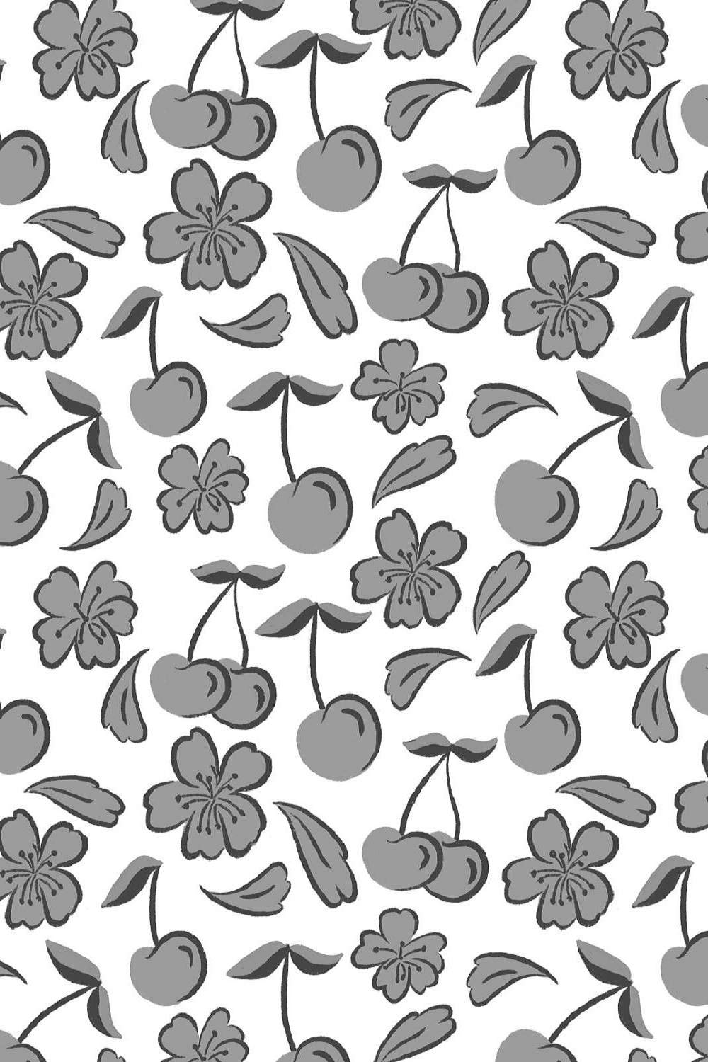 Blossoms Black and White Floral Papers pinterest preview image.