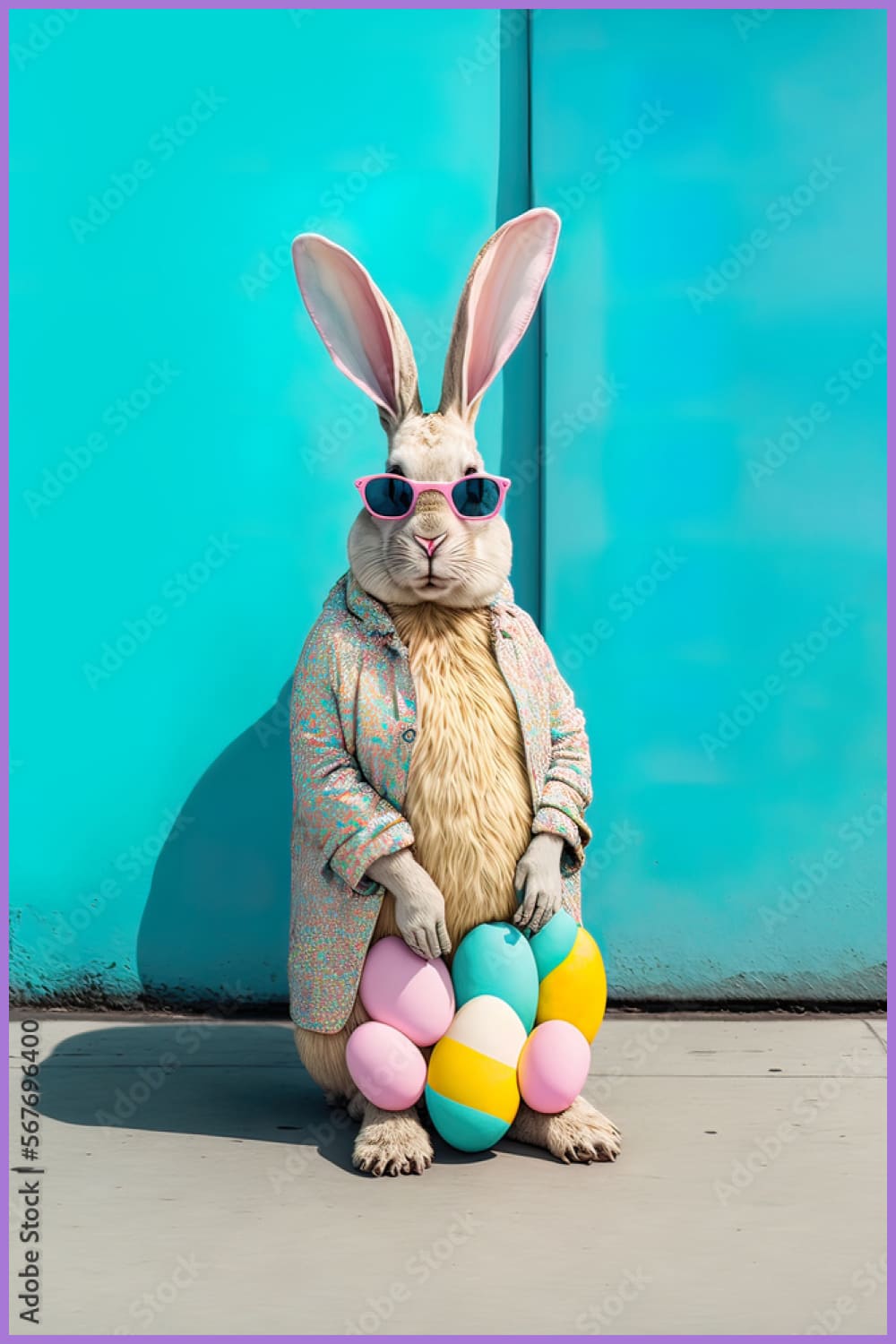 Easter bunny dressed, standing and posing as a human.