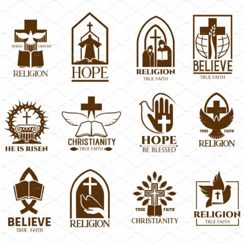 Christian church parish vector icons cover image.