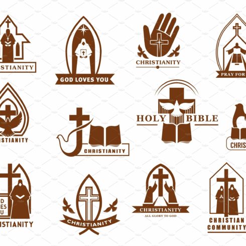 Christianity vector icons cover image.