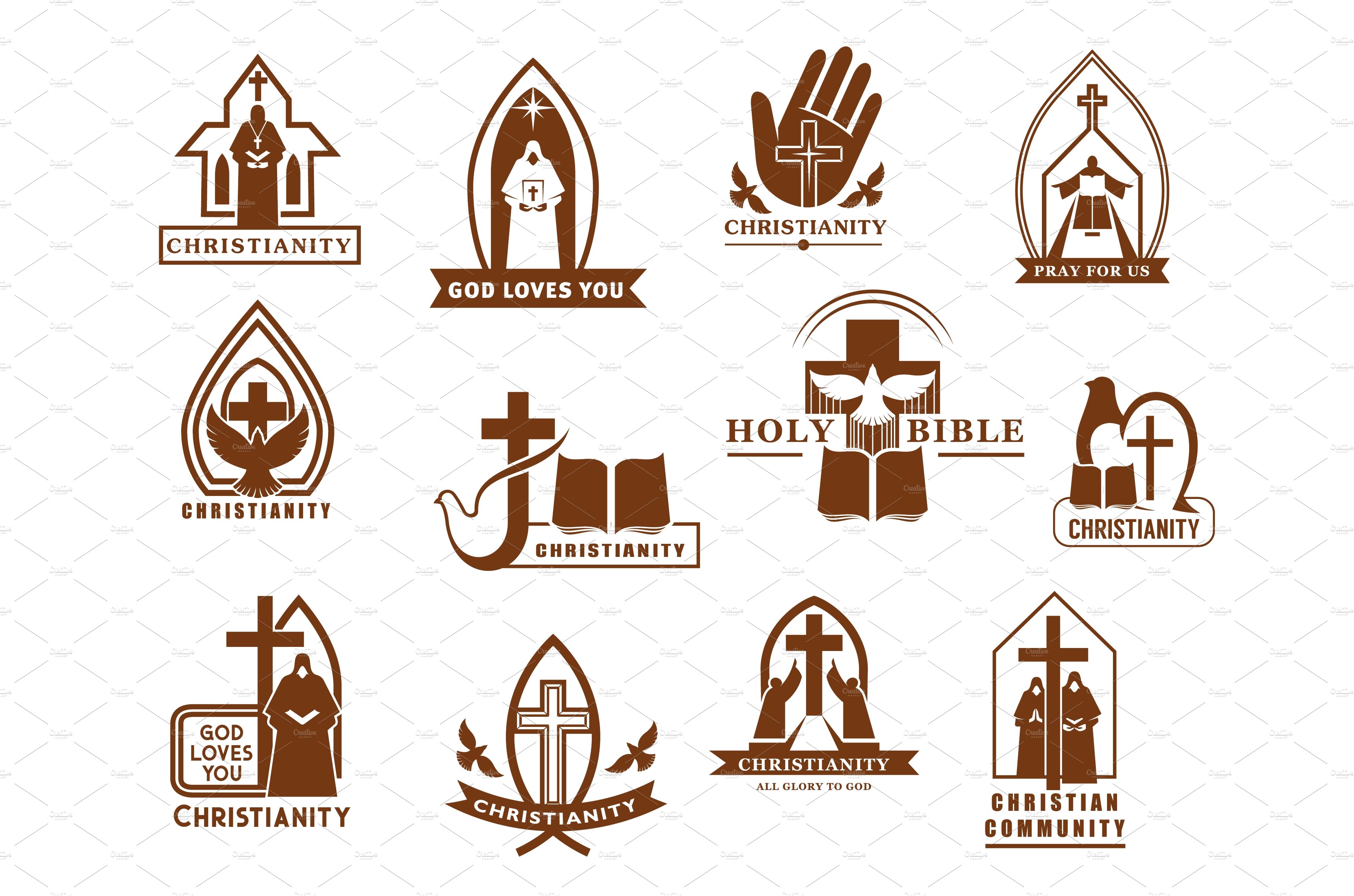 Christianity vector icons cover image.