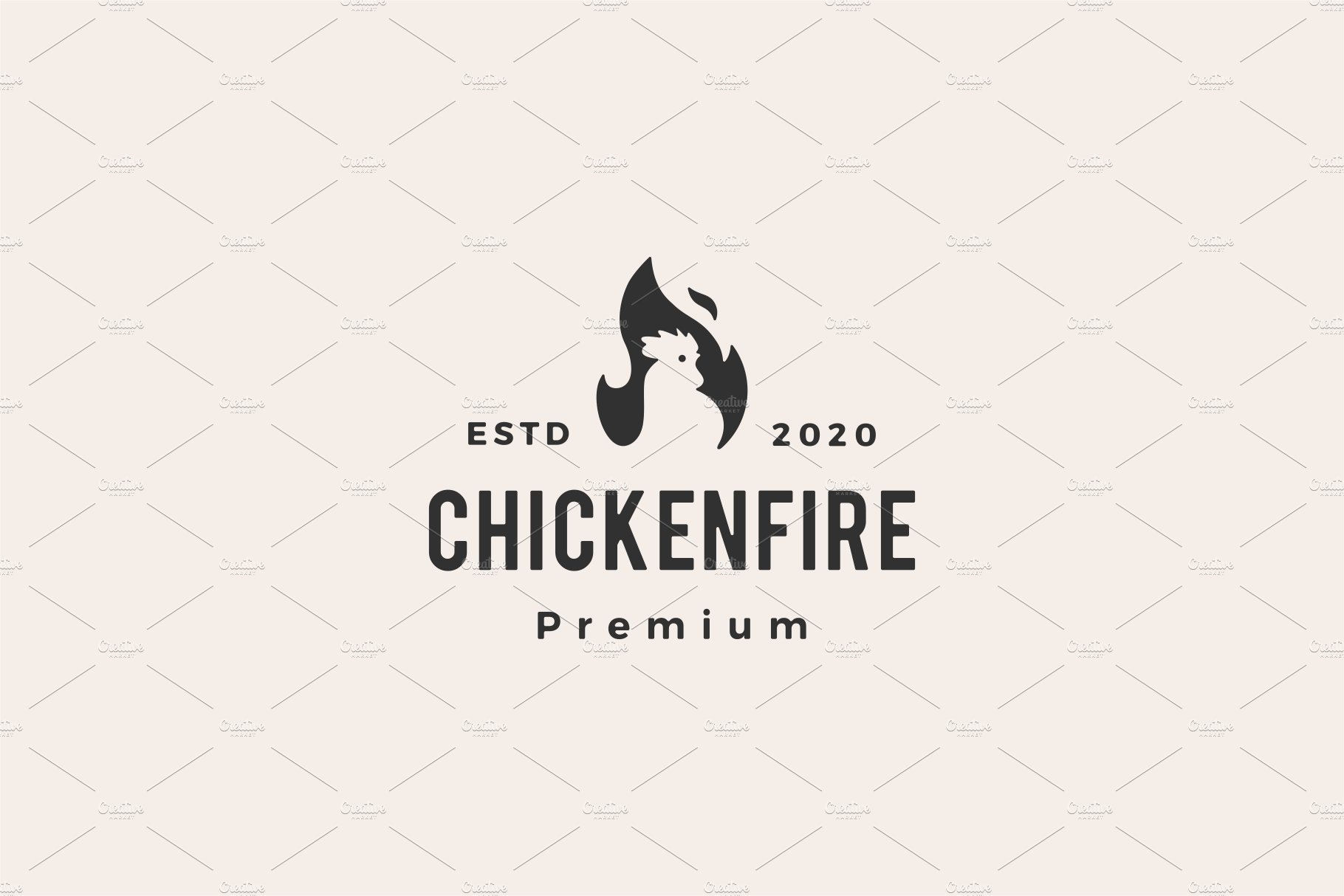 chicken fire flame hipster vintage cover image.