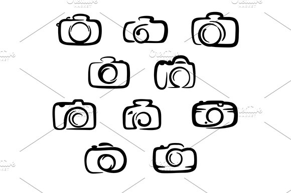 Camera icons set cover image.