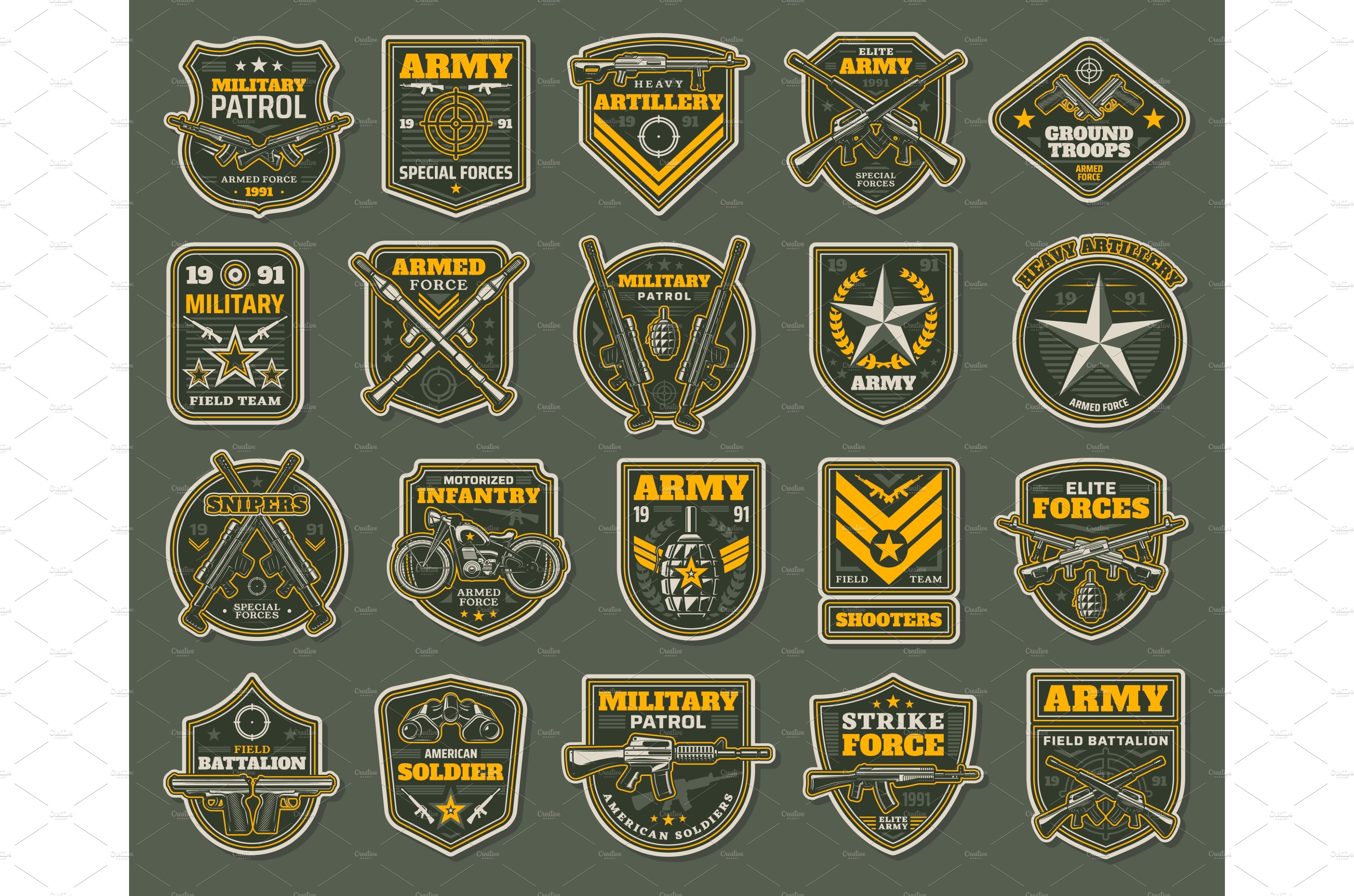 Army badges. Military units emblems – MasterBundles