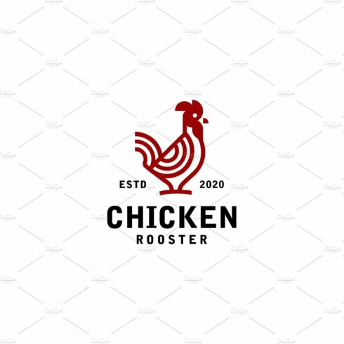 chicken logo mono line vector cover image.