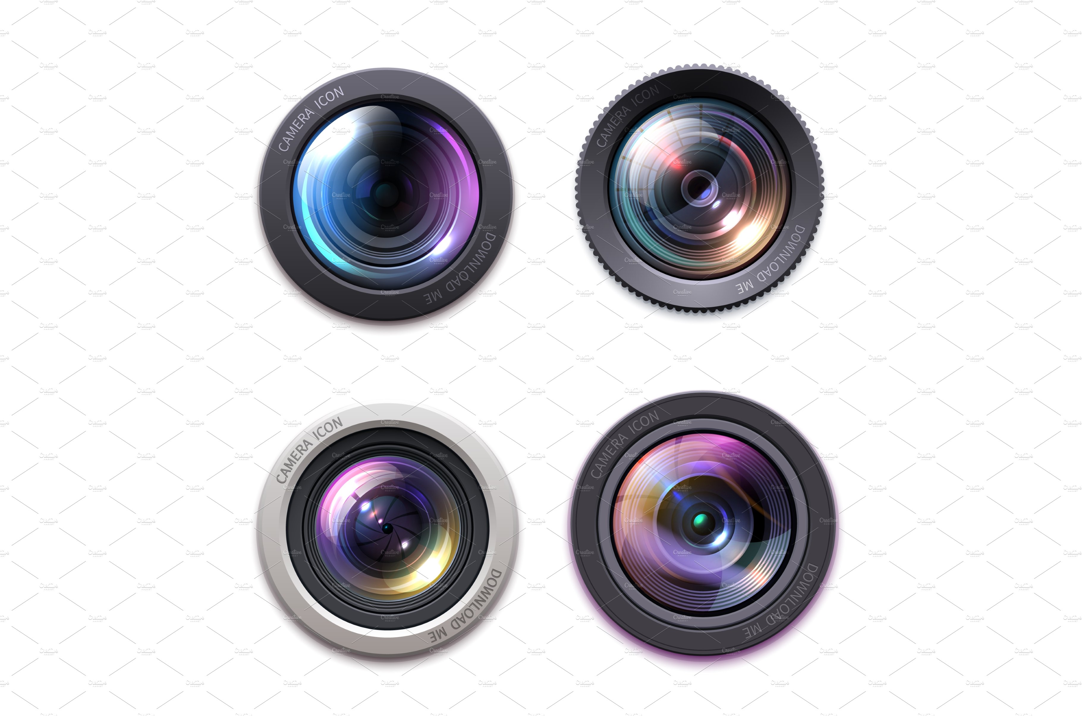 Professional photo camera lens icons cover image.