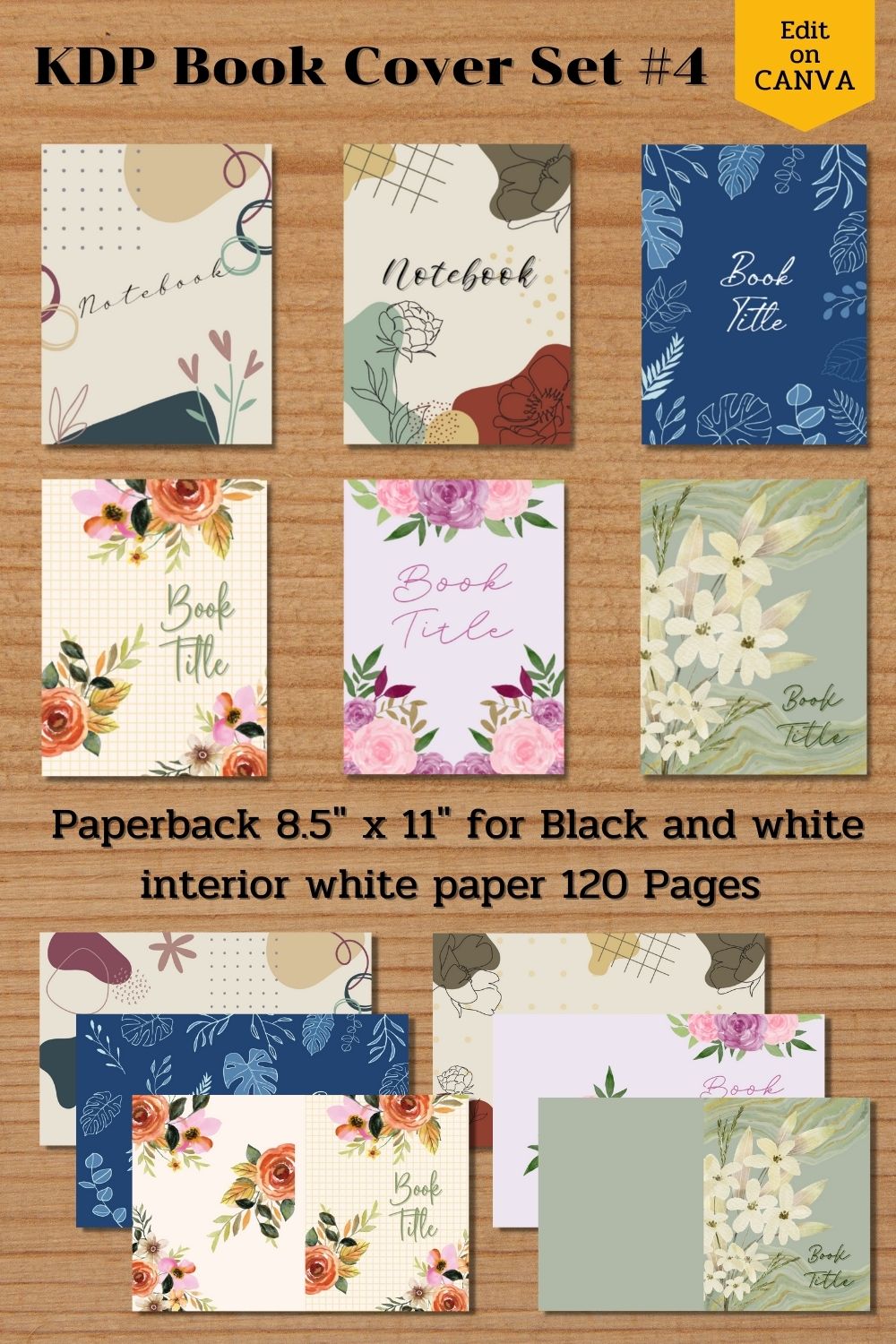 KDP Book Cover Set Canva Template – Paperback pinterest preview image.