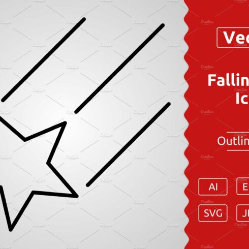 Vector Falling Star Outline Icon cover image.